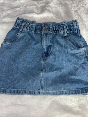 PacSun Light Blue Paperbag Waist Denim Skirt